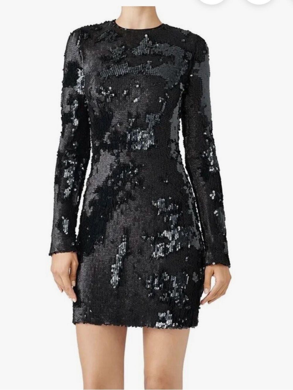Elizabeth and James Black Sequin Long-Sleeve Mini Dress sz 4